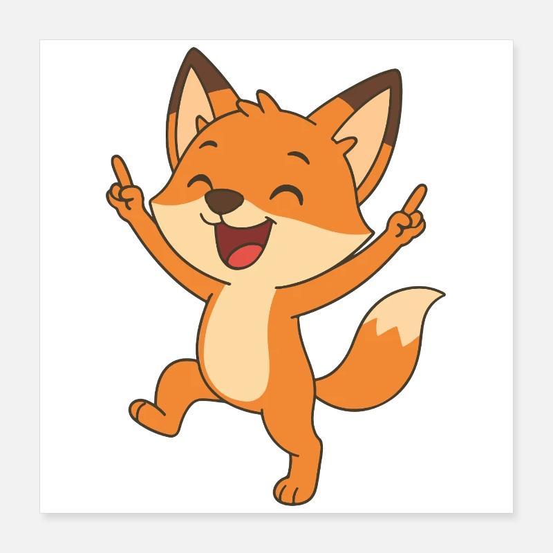 Cheerful Fox Poster 16" x 16" (40x40 cm)