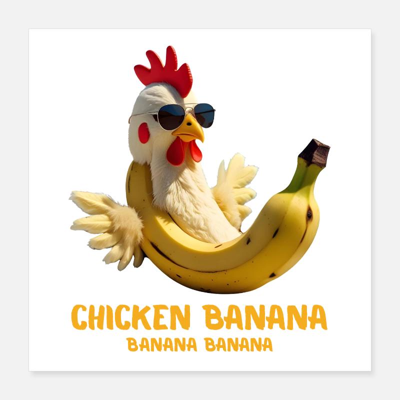 Drôle de poulet banane cadeau pour les amateurs de Brainrot Meme Poster 40 x 40 cm