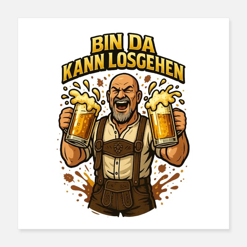 Bier Bierkrug Bierflasche Bierzelt Biergarten Poster 40x40 cm