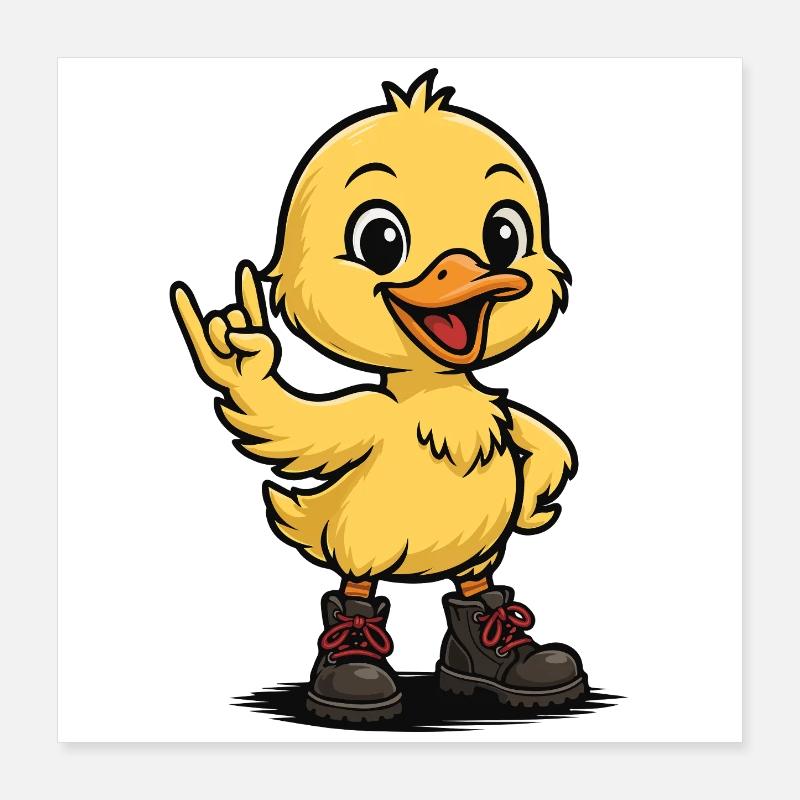 Bébé canard à bascule avec des bottes Poster 40 x 40 cm