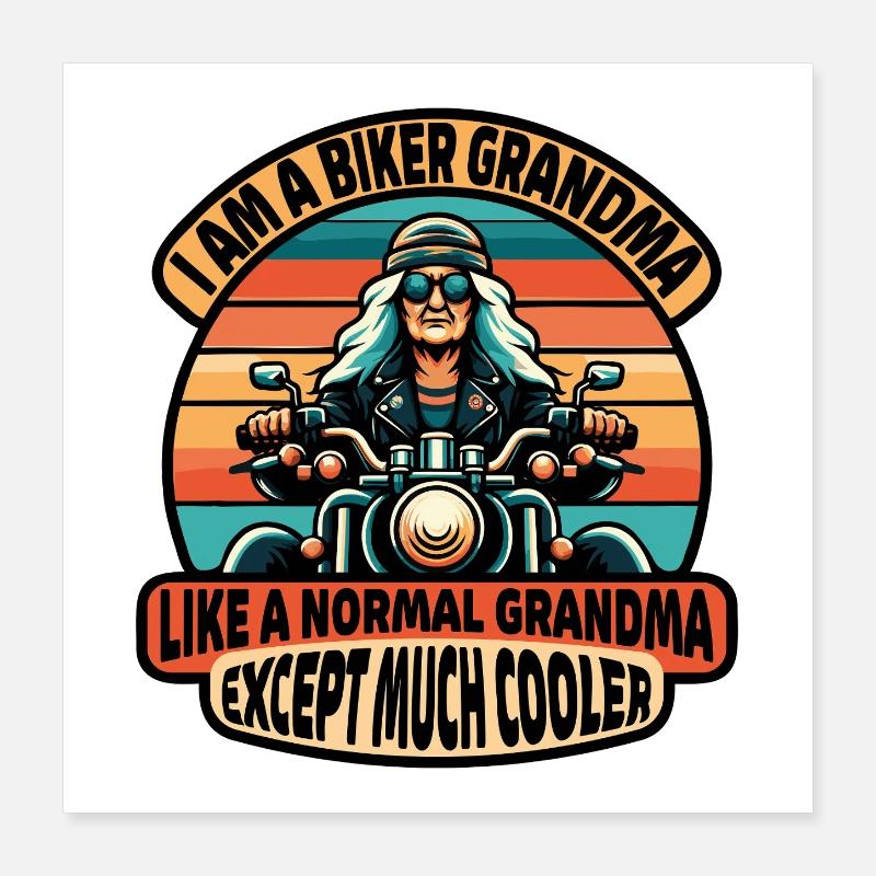 Biker-Oma mit cooler Attitüde Poster 40x40 cm