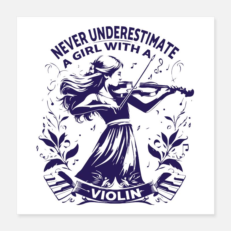 Fille jouant du violon avec citation d’autonomisation Poster 40 x 40 cm