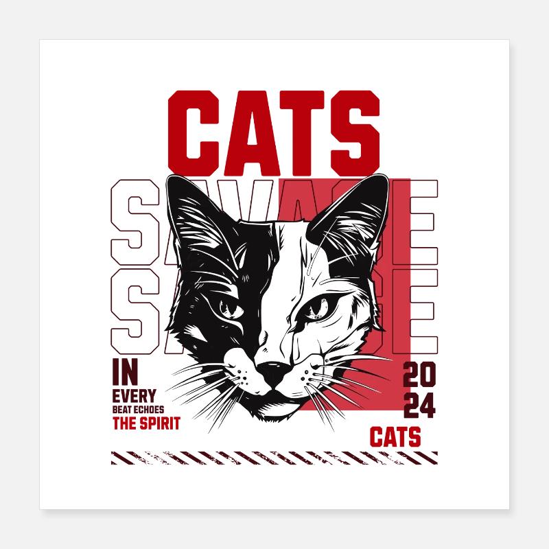 Katzenkunst mit energischem Design Poster 40x40 cm