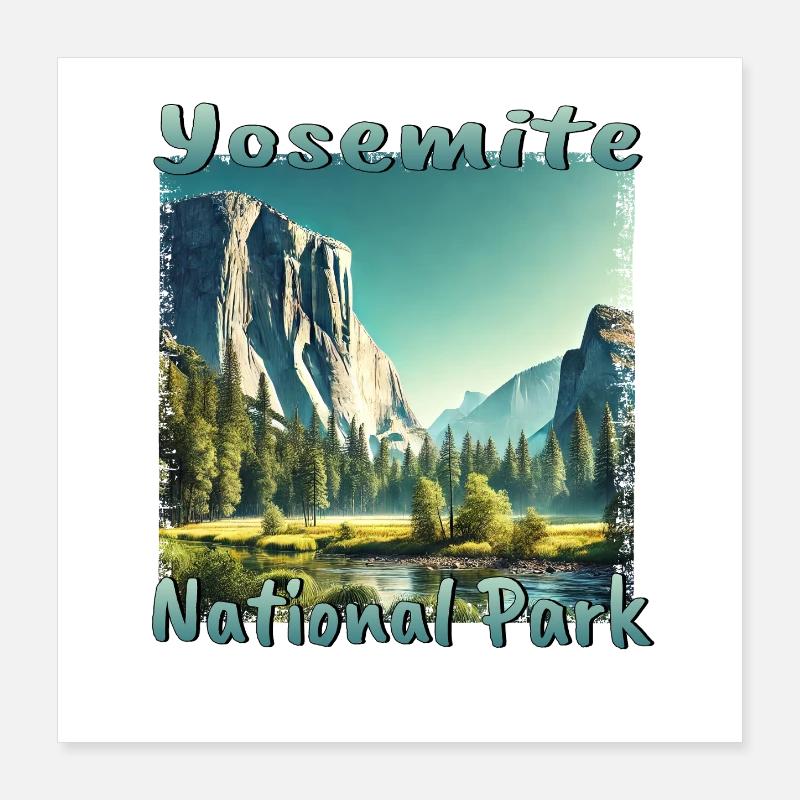 Yosemite National Park Spring Nature Hiking Poster 16" x 16" (40x40 cm)