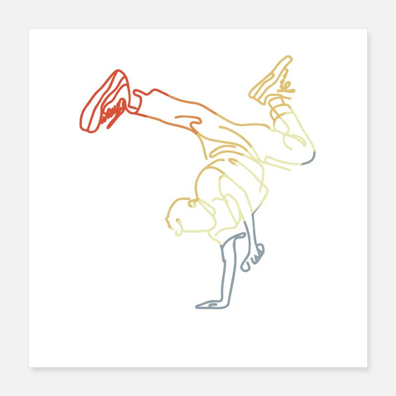 Vintage Breakdancing Boy Sketch Poster 16" x 16" (40x40 cm)