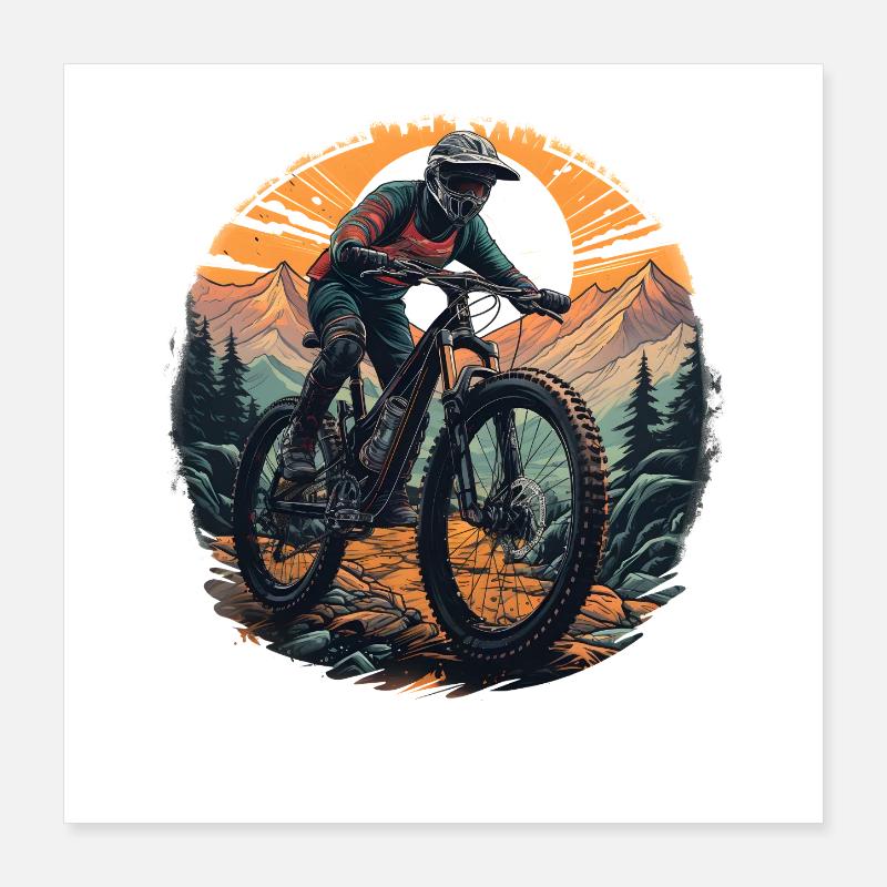 Mountainbiken Poster 40x40 cm