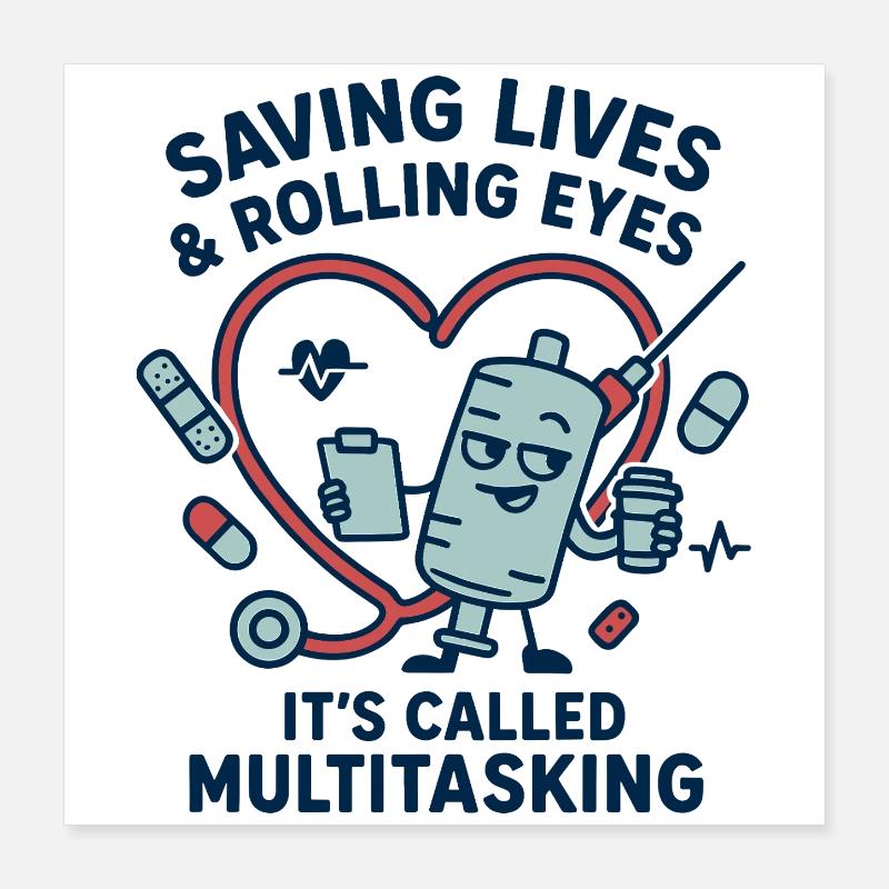 Multitasking Rescue Heart Design Poster 16" x 16" (40x40 cm)