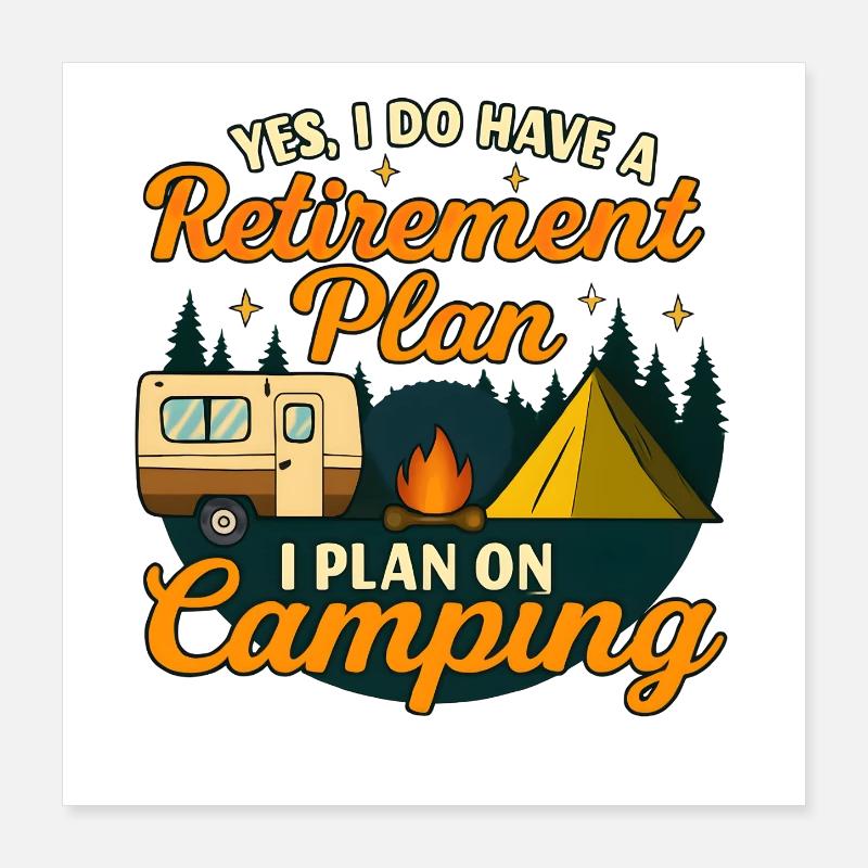 Camping Camper Poster 40x40 cm