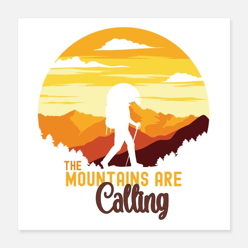 Mountain Calling Randonnée Aventure Poster 40 x 40 cm
