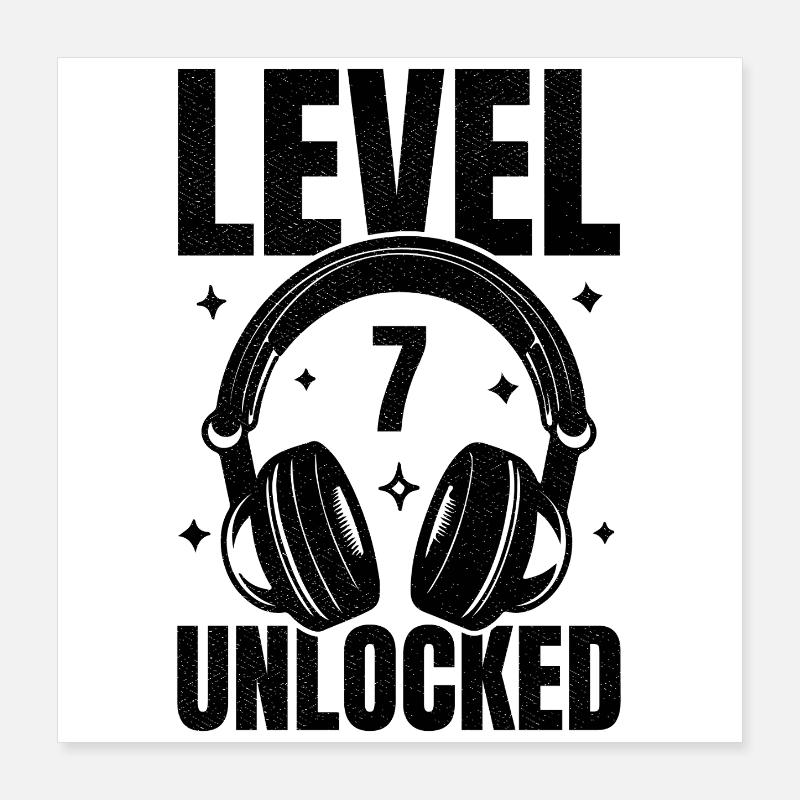 Level 7 Unlocked Video Gamer Gaming Complete Poster 16" x 16" (40x40 cm)