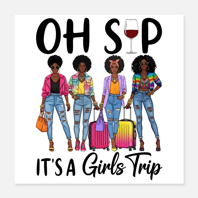 Femmes afro élégantes avec ensemble de voyage Poster 40 x 40 cm