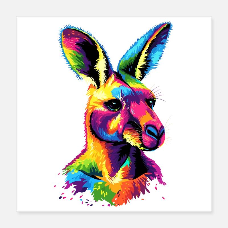 Kangaroo Australia Outback Wild Cute Kangaroos Poster 16" x 16" (40x40 cm)