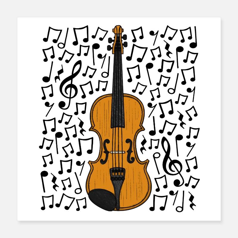 Violin Musical Notes Violinist String Musician Poster 16" x 16" (40x40 cm)
