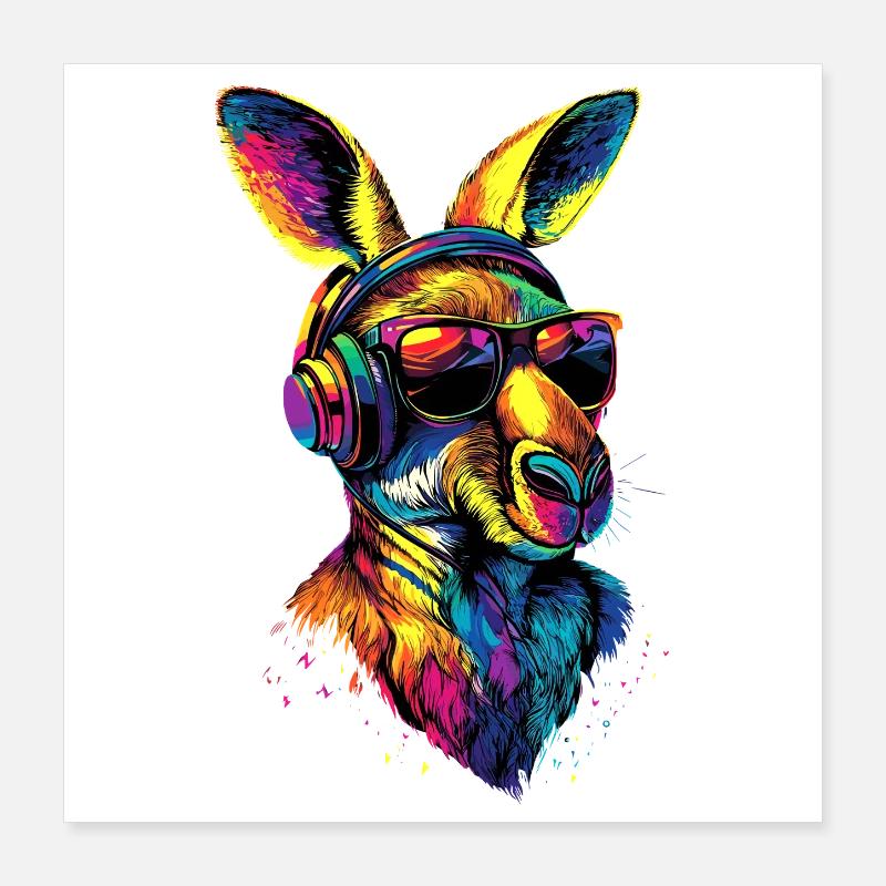 Kangaroo Australia Outback Wild Cute Kangaroos Poster 16" x 16" (40x40 cm)