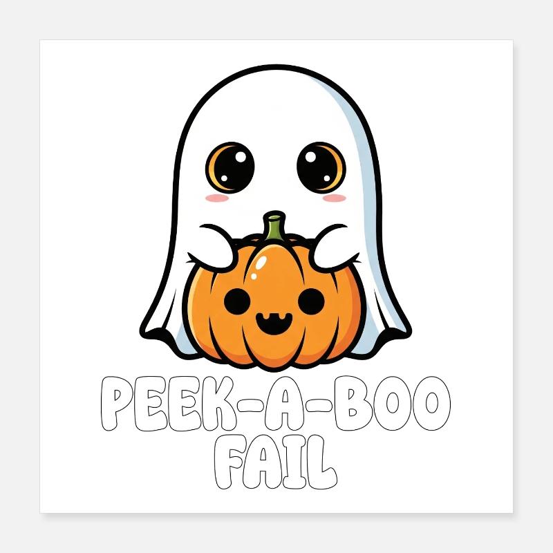 PEEK-A-BOO FAIL - GHOST HALLOWEEN Poster 16" x 16" (40x40 cm)
