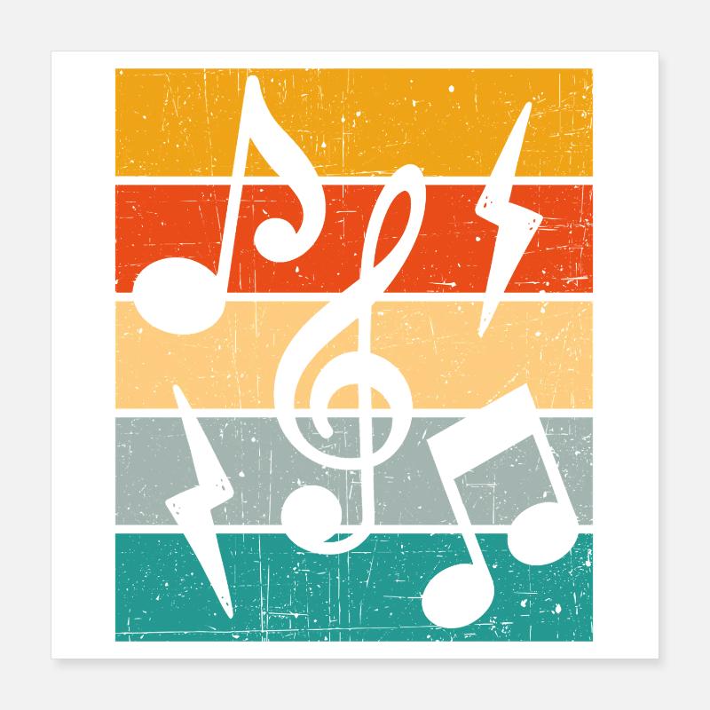 Music Notes Retro Poster 16" x 16" (40x40 cm)