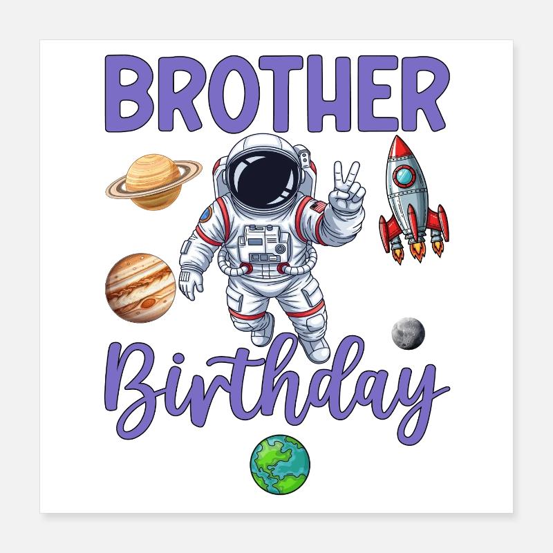 Conception d'anniversaire Space Brother Poster 40 x 40 cm