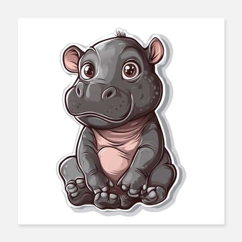 Nilpferd Poster 40x40 cm