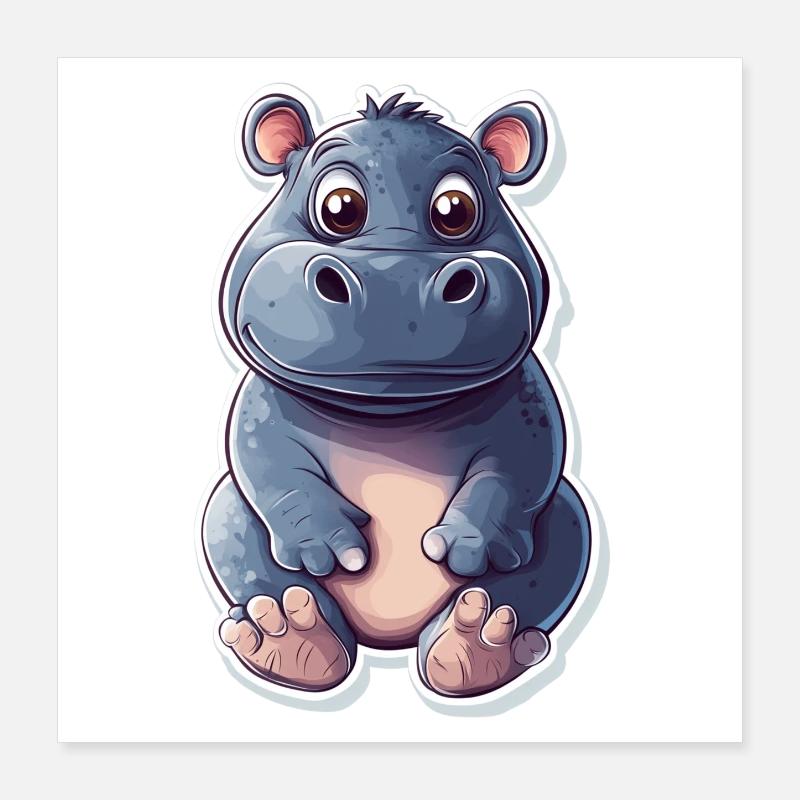 Hippopotamus Poster 16" x 16" (40x40 cm)