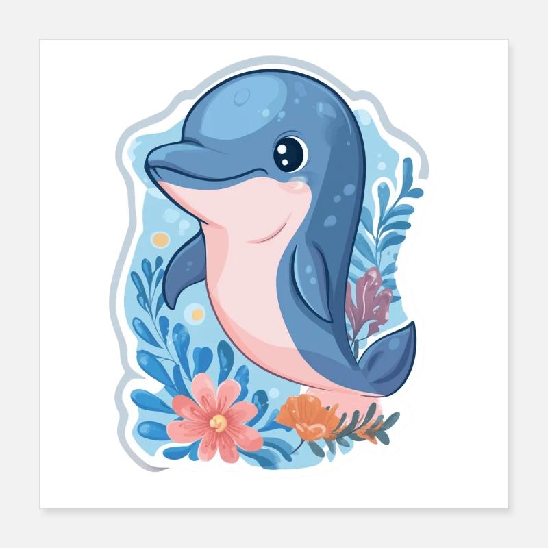 Dolphin Poster 16" x 16" (40x40 cm)