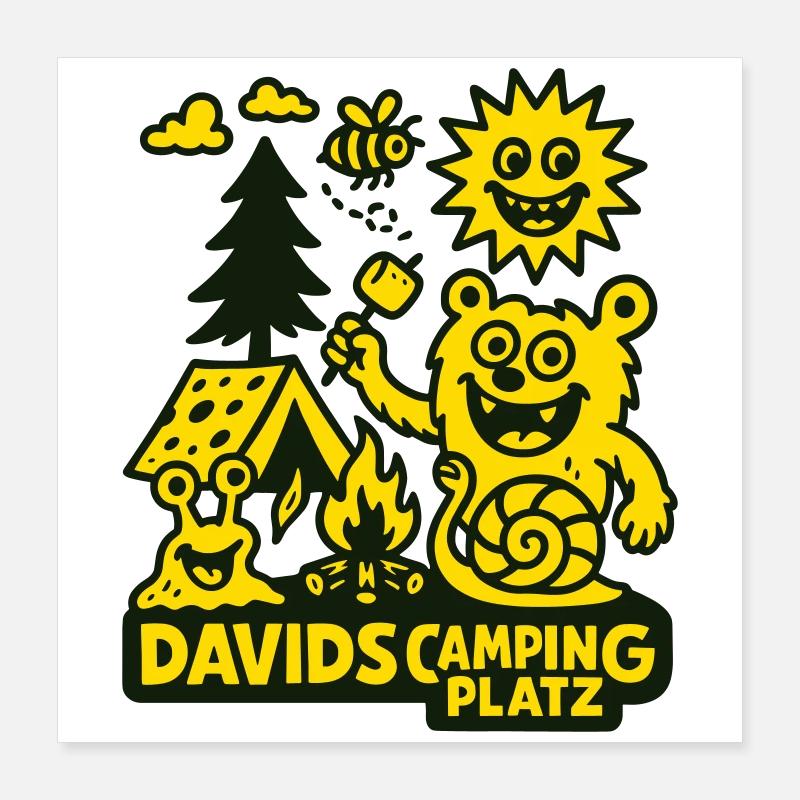 Le camping de David Poster 40 x 40 cm
