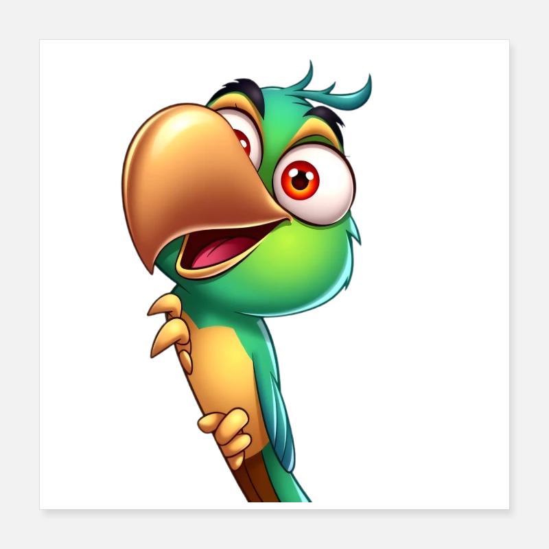 Playful parrot charm Poster 16" x 16" (40x40 cm)
