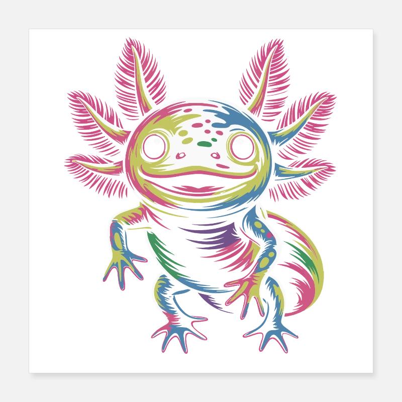 Axolotl coloré Poster 40 x 40 cm