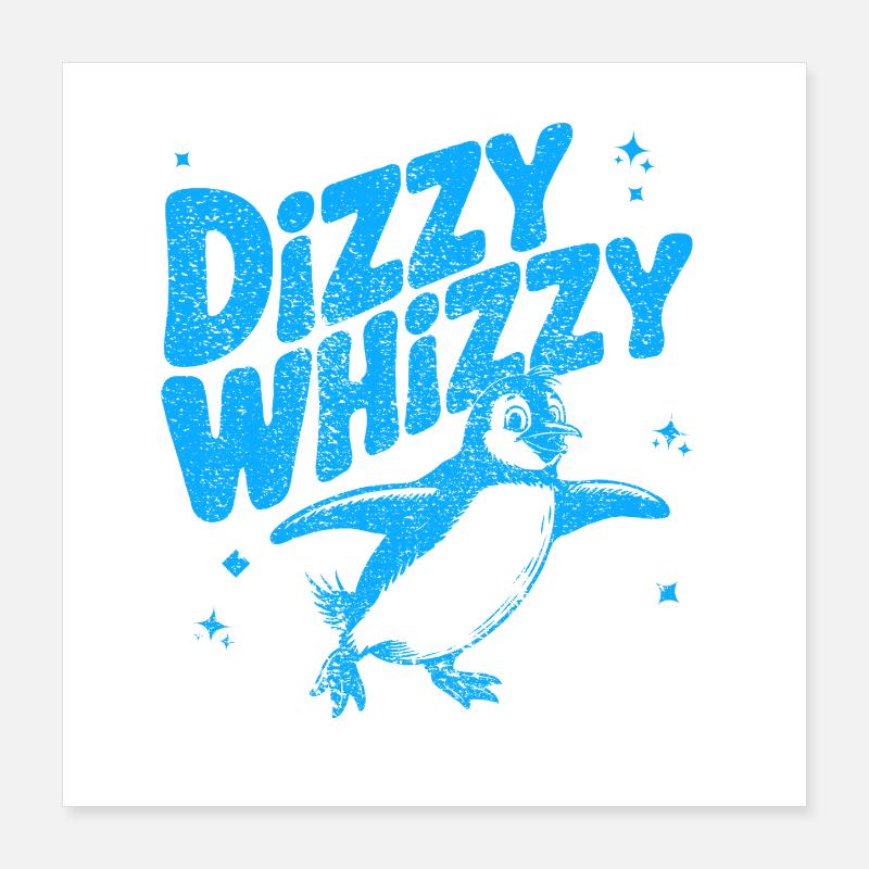 Dizzy Whizzy pingouin Illustration Poster 40 x 40 cm