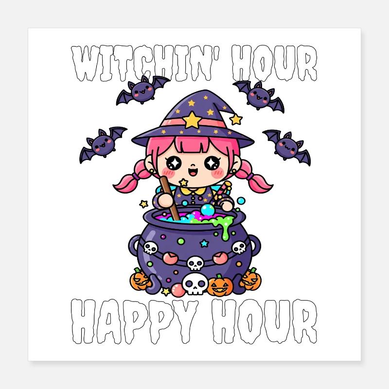WITCHIN' HOUR HAPPY HOUR - HEXE HALLOWEEN Poster 40x40 cm