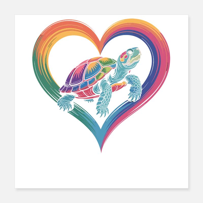 Colorful turtle Poster 16" x 16" (40x40 cm)
