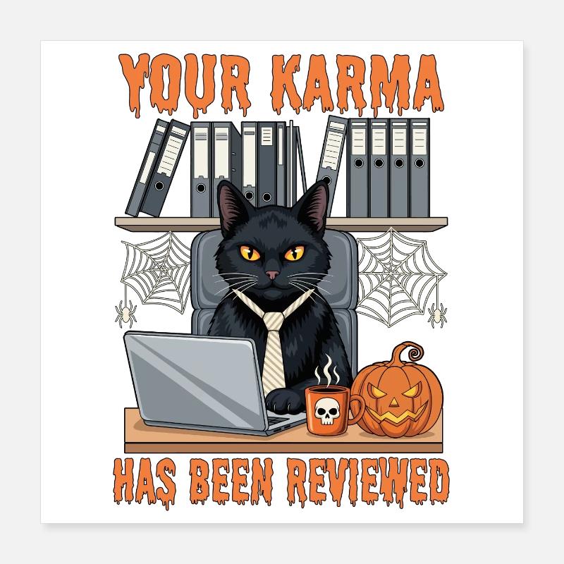 Cat Pumpkin Halloween Office Humor Poster 16" x 16" (40x40 cm)
