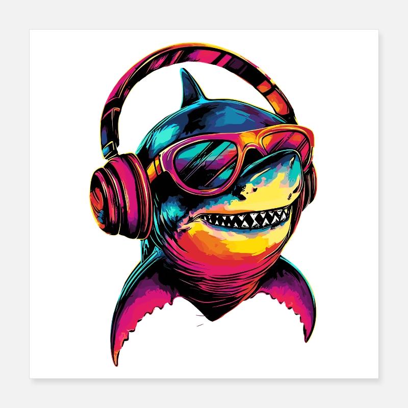 requin requin tigre requin plongeur requins mignons grand requin blanc Poster 40 x 40 cm