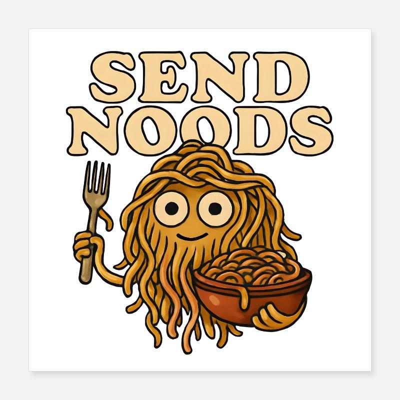 Noodle monster with a message Poster 16" x 16" (40x40 cm)