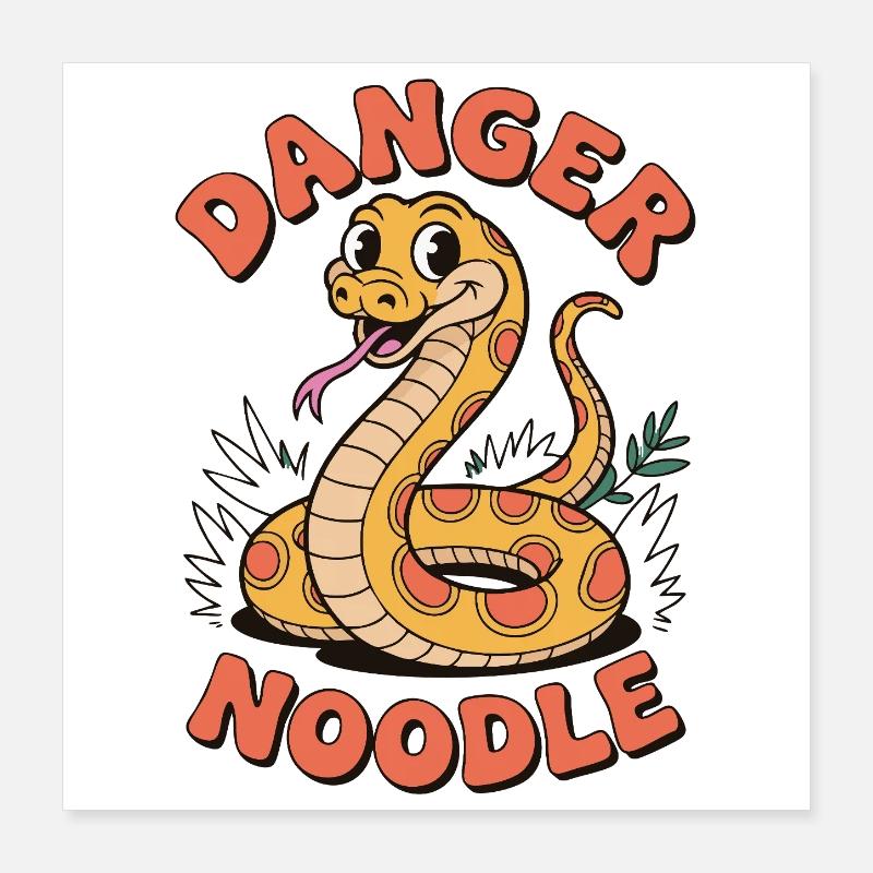 Danger Noodle - Conception de serpent amusante Poster 40 x 40 cm