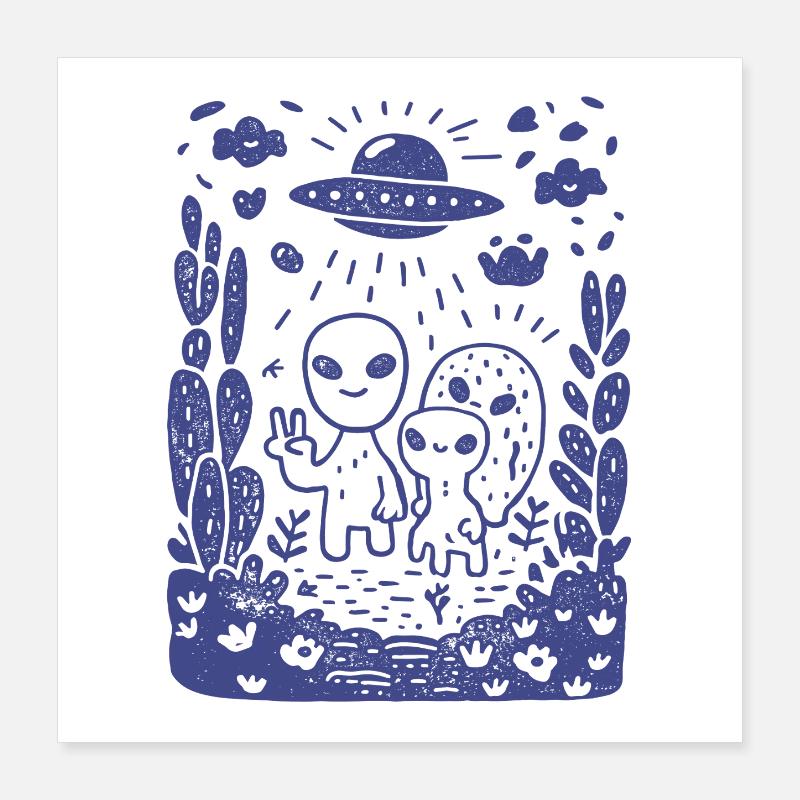 Aliens - Visiteurs de l'espace - Cadeau Poster 40 x 40 cm