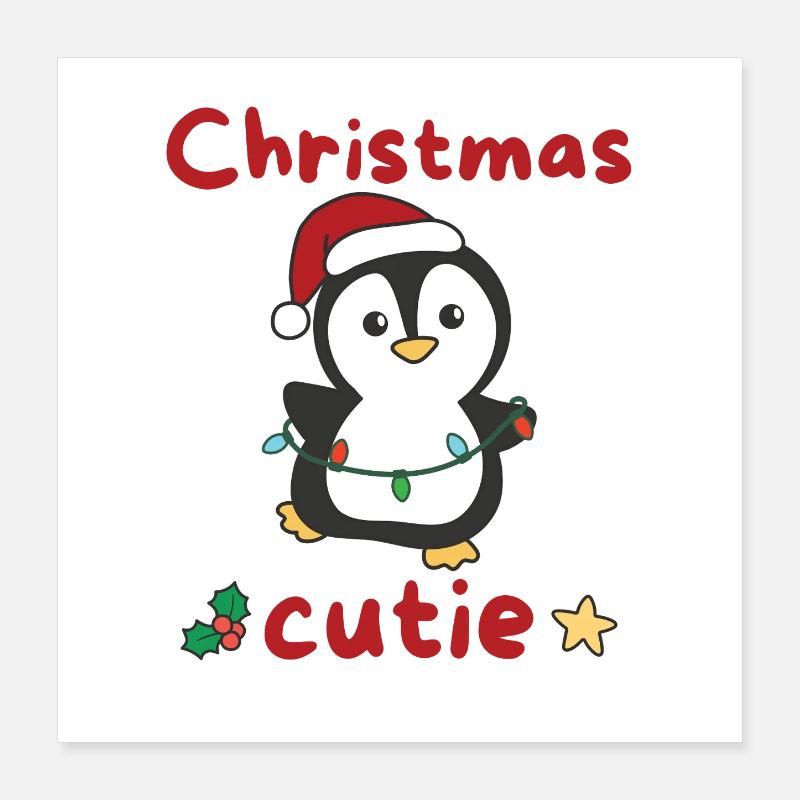 Pingouin de Noël Pingouins Mignon de Noël Poster 40 x 40 cm