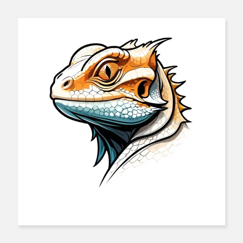 Eidechse im Comicstil Poster 40x40 cm