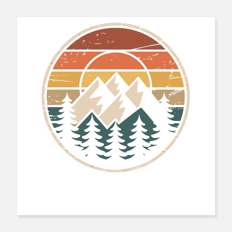 Paysage de montagne au coucher du soleil Poster 40 x 40 cm