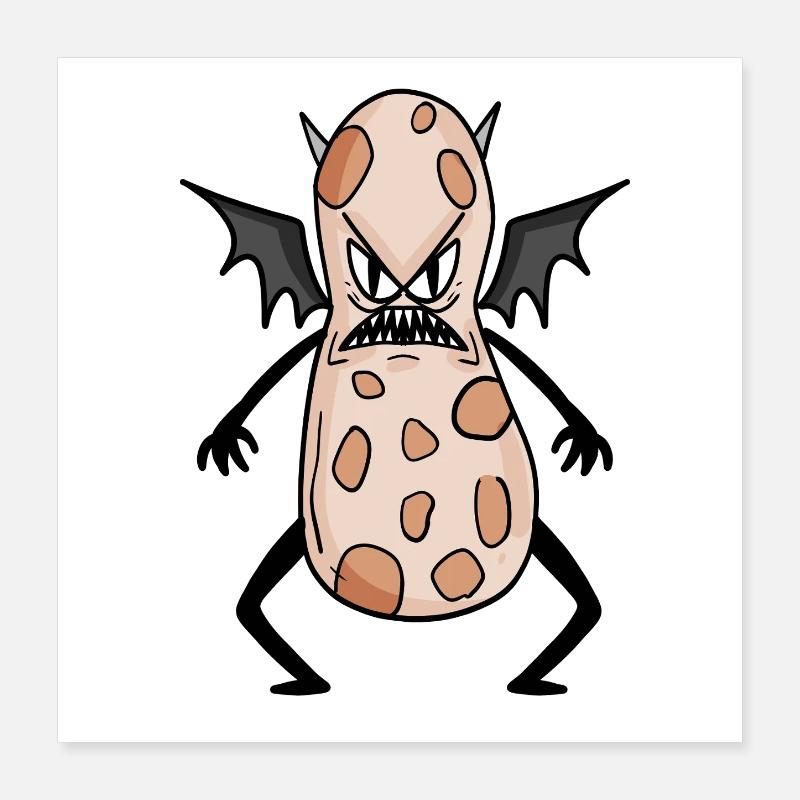 Monstre sinistre de cacahuète avec des ailes Poster 40 x 40 cm