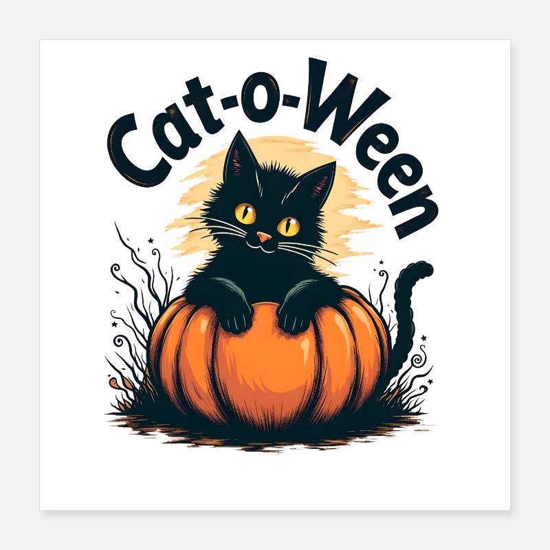 Cat-O-Ween Motif de chat d’Halloween Poster 40 x 40 cm