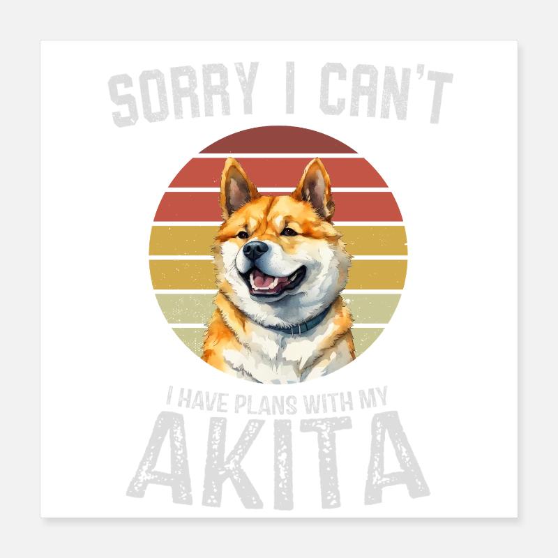 Conception ludique de citation de chien Akita Poster 40 x 40 cm