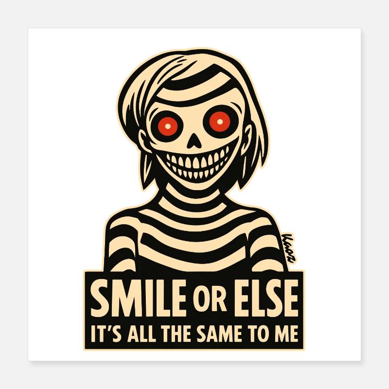 Sourire squelettique avec message Poster 40 x 40 cm