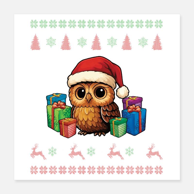 Santa Ugly Christmas Eule Poster 40x40 cm