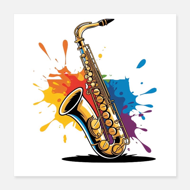 Expressionistische Saxophon Kunstdruck Poster 40x40 cm