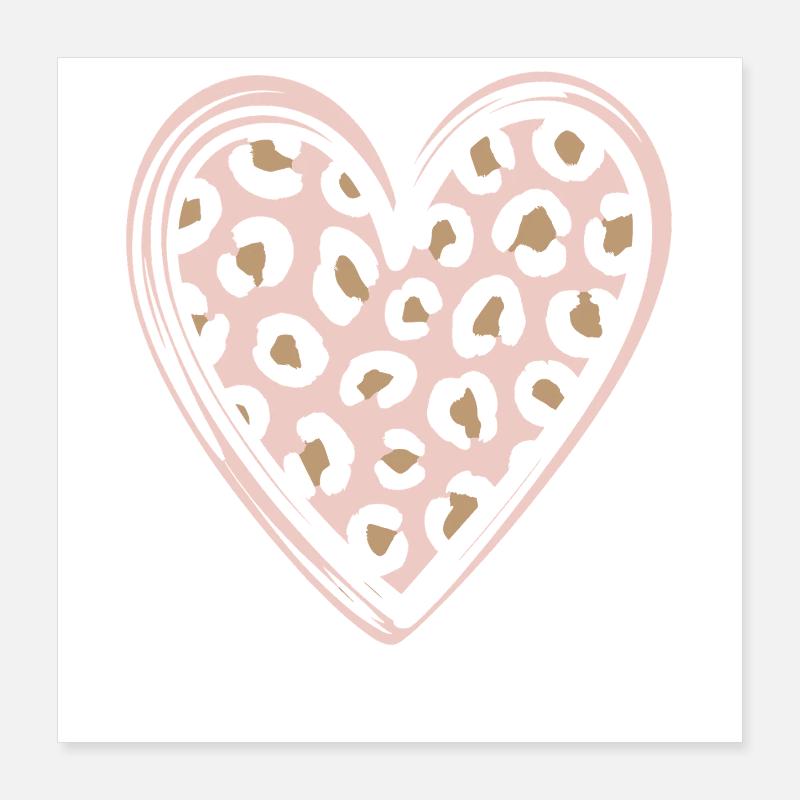 Leopard Pattern Heart Design Poster 16" x 16" (40x40 cm)