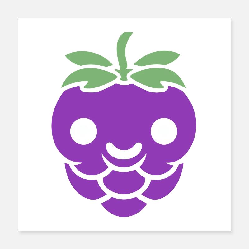 Illustration Mignonne de Framboise mûre Violet  Poster 40 x 40 cm