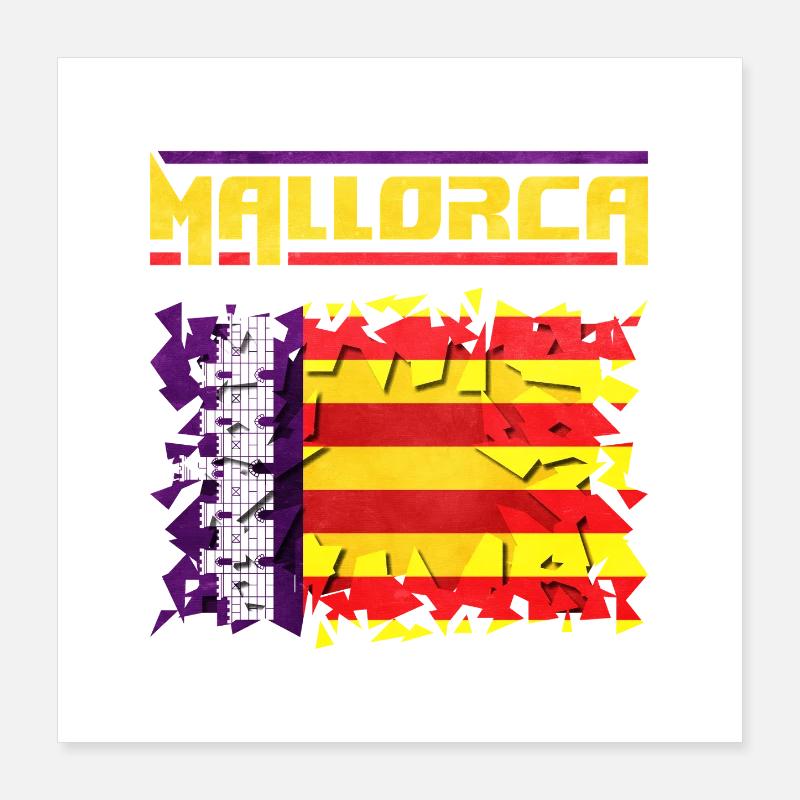 Mallorca Musikdesign mit spanischer Flagge Poster 40x40 cm