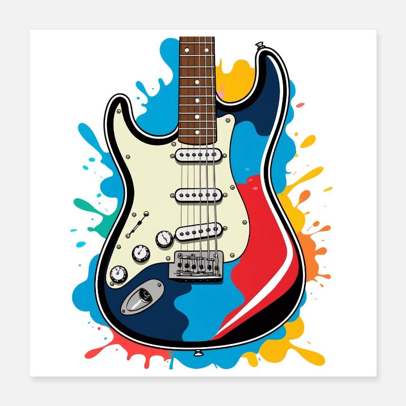 Creative electric guitar illustration Poster 16" x 16" (40x40 cm)