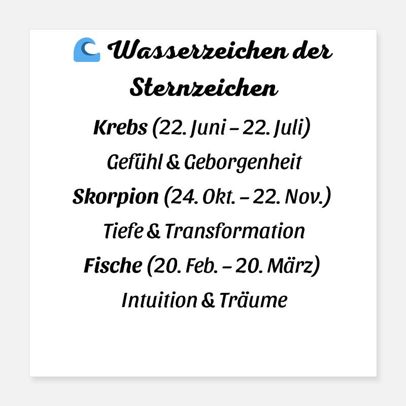 Wasserzeichen der Sternzeichen Poster 40x40 cm