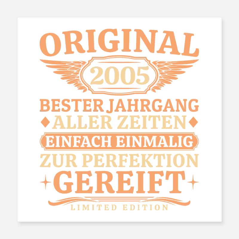 Millésime original 2005 - Millésime 20e anniversaire Poster 40 x 40 cm